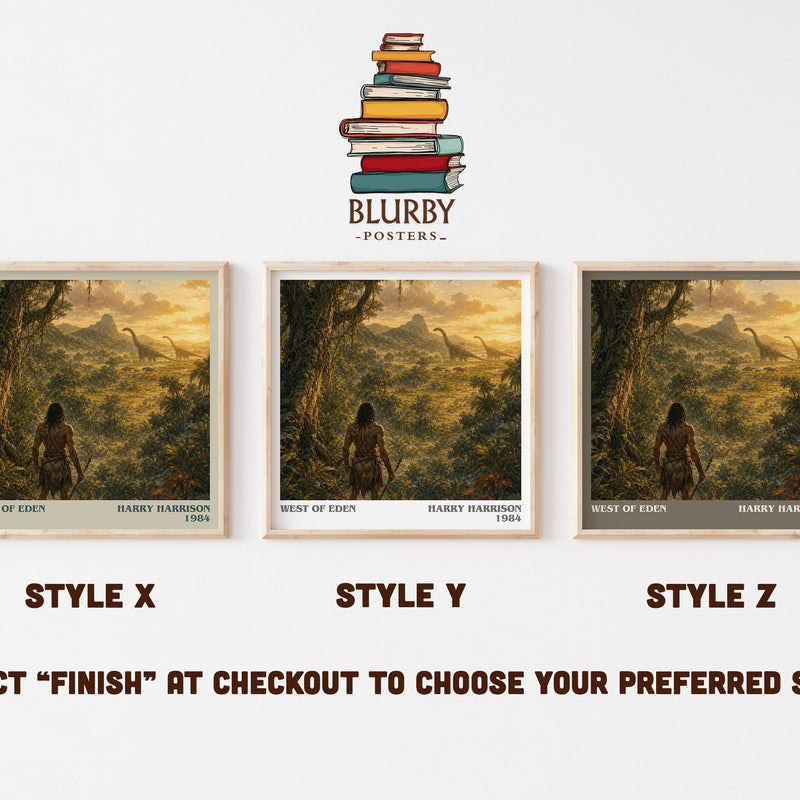 West of Eden literary print in frame leaning in hallway – sci fi wall art