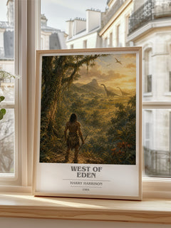 West of Eden book cover poster colour and style options – Harry Harrison book art