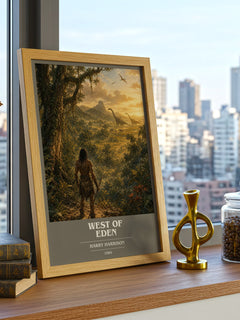 West of Eden book cover print framed by window – literary home decor