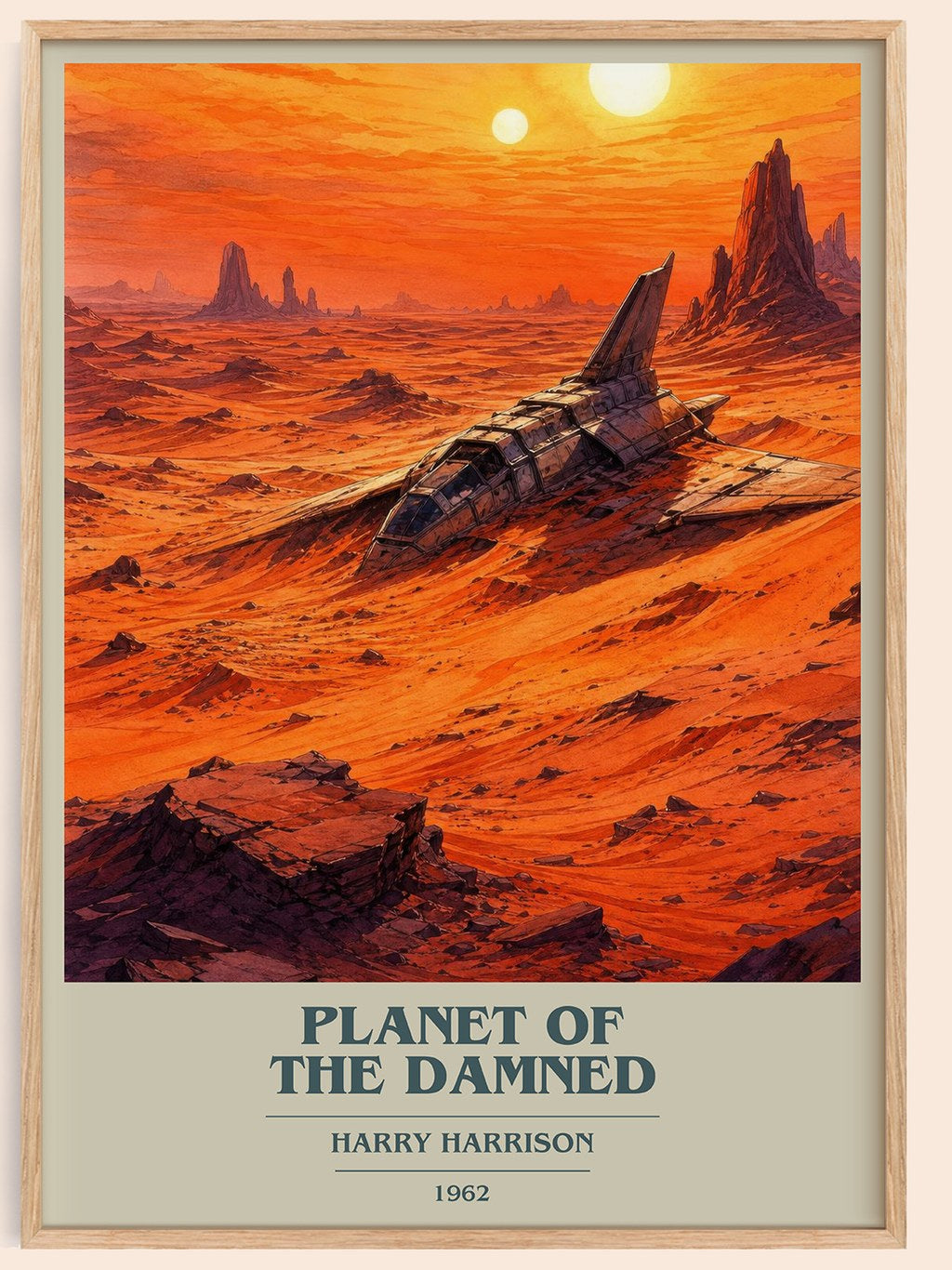 Planet of the Damned book cover book poster by Harry Harrison – framed literary art print