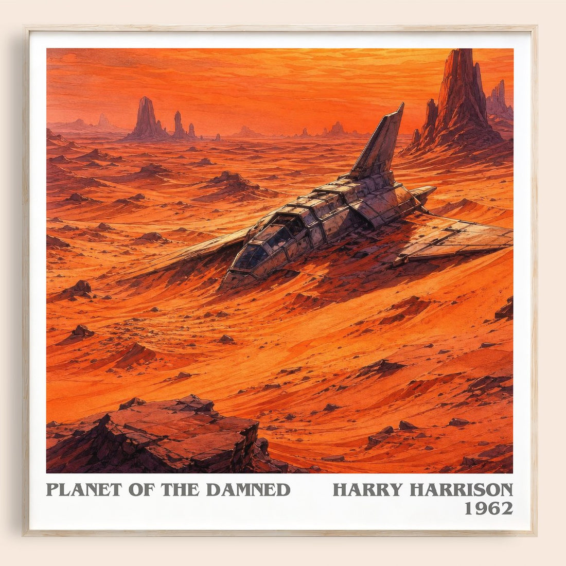 Planet of the Damned literary book poster by Harry Harrison – framed literary art print