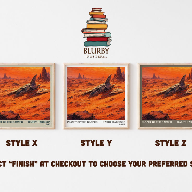 Planet of the Damned literary print in frame leaning in hallway – sci fi wall art