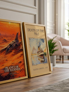 Planet of the Damned watercolour print framed by window – literary home decor