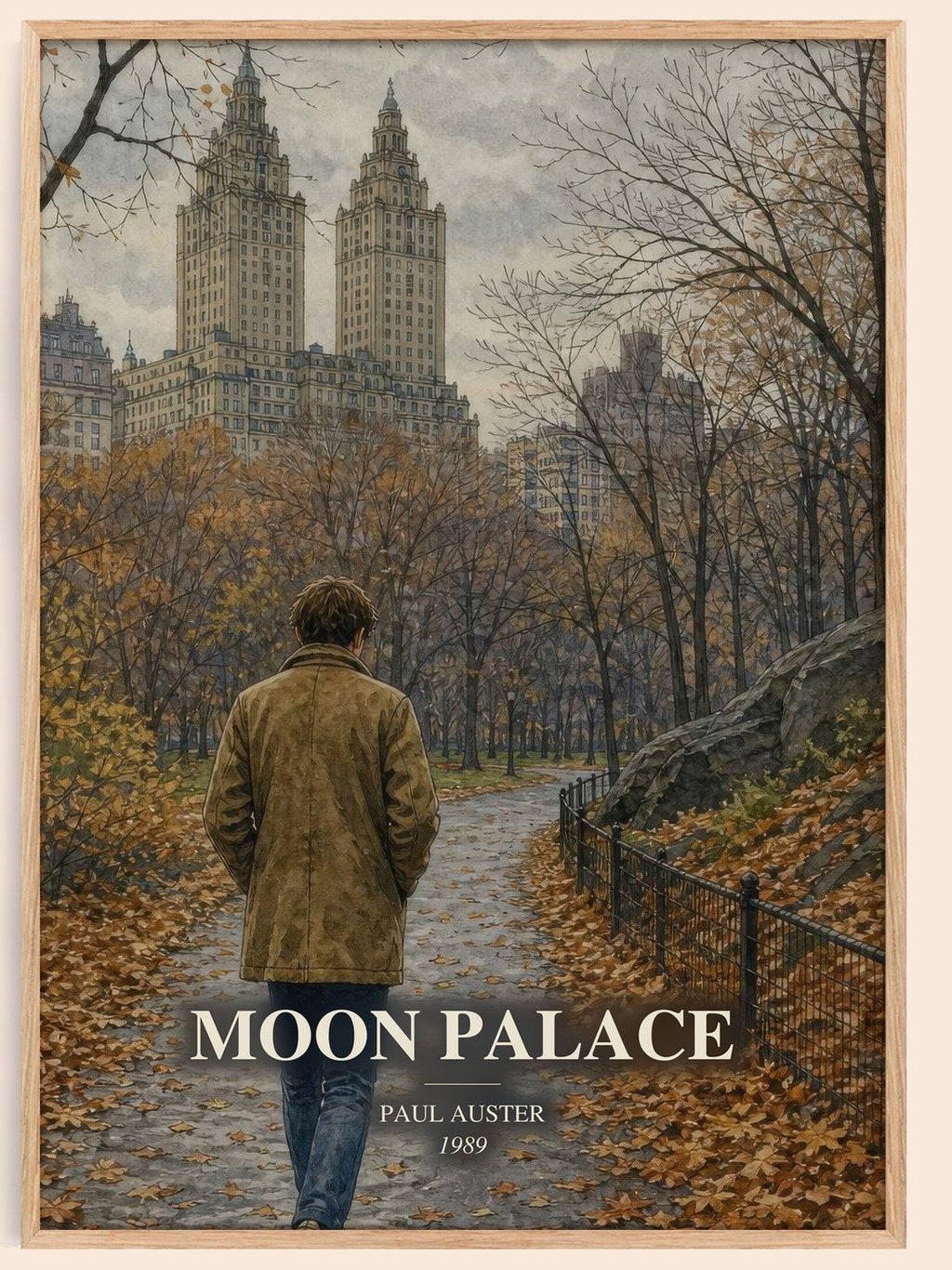 Moon Palace watercolour book poster by Paul Auster – framed literary art print