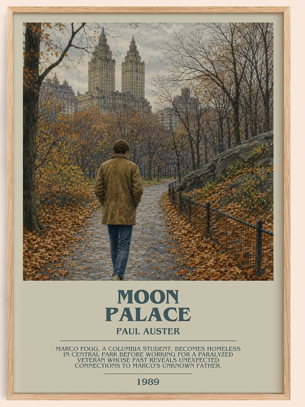 Moon Palace bookish book poster by Paul Auster – framed literary art print