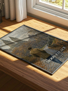 Moon Palace watercolour book poster framed on wall – literary fiction wall art