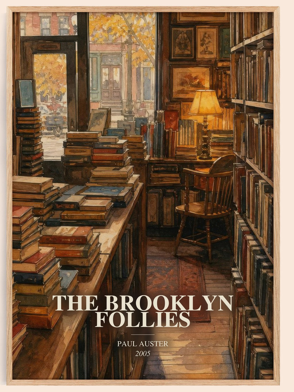 The Brooklyn Follies watercolour book poster by Paul Auster – framed literary art print