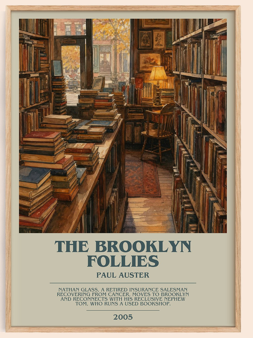 The Brooklyn Follies bookish book poster by Paul Auster – framed literary art print