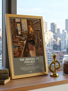 The Brooklyn Follies bookish print framed by window – literary home decor
