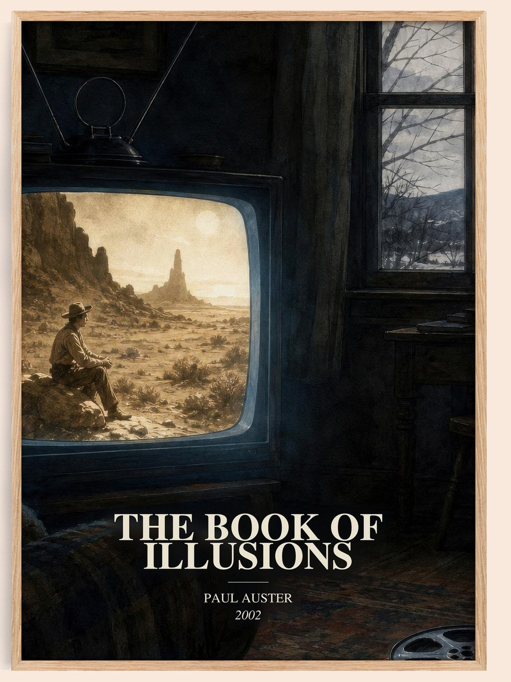 The Book of Illusions watercolour book poster by Paul Auster – framed literary art print