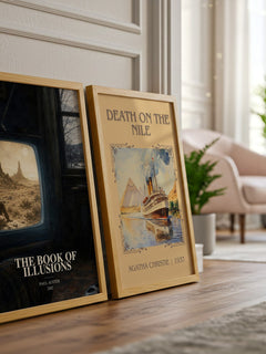 The Book of Illusions watercolour print framed by window – literary home decor