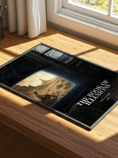 The Book of Illusions watercolour book poster framed on wall – literary fiction wall art