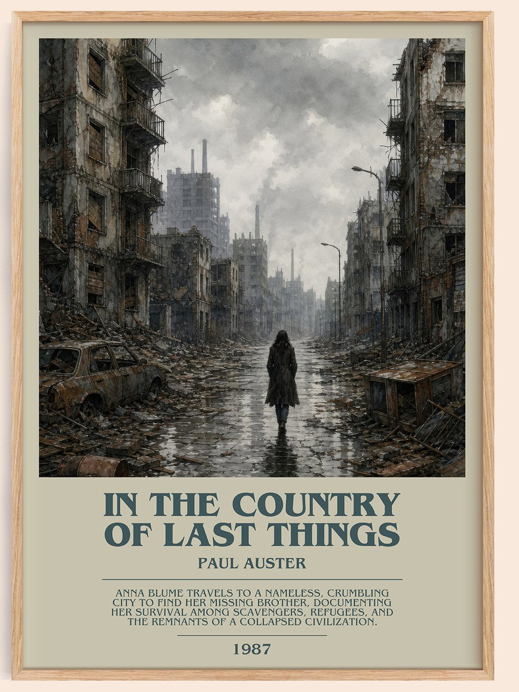 In the Country of Last Things bookish book poster by Paul Auster – framed literary art print