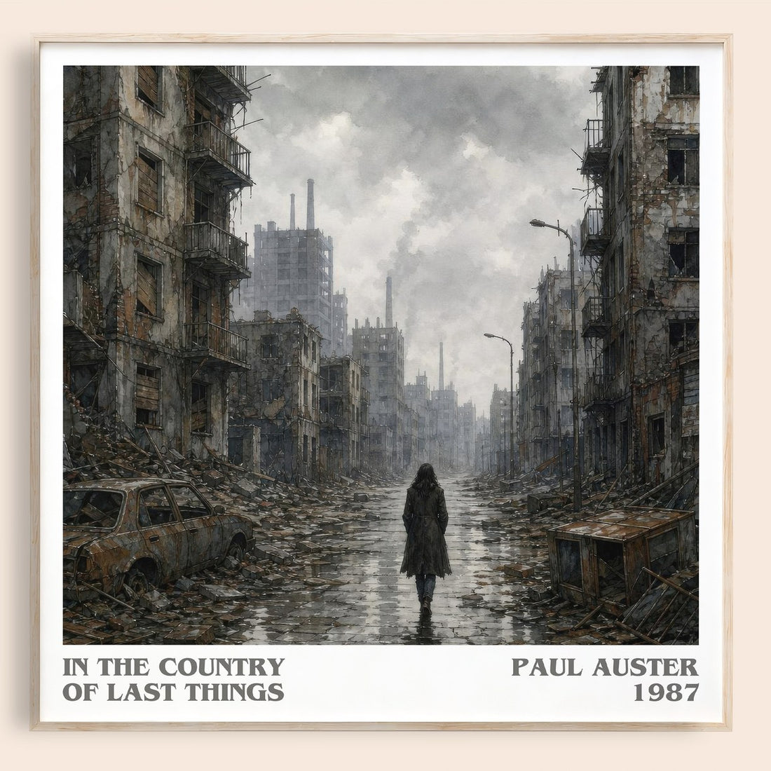 In the Country of Last Things literary book poster by Paul Auster – framed literary art print