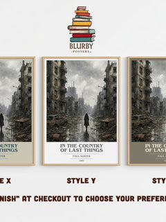 In the Country of Last Things book cover print in frame leaning in hallway – dystopian wall art