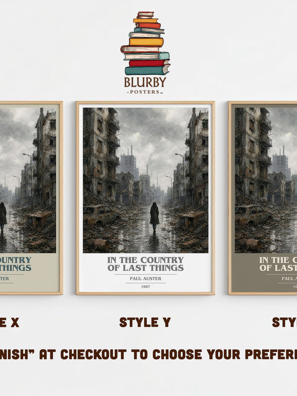 In the Country of Last Things book cover print in frame leaning in hallway – dystopian wall art