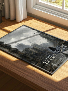 In the Country of Last Things watercolour book poster framed on wall – dystopian wall art