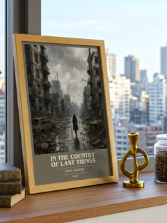In the Country of Last Things book cover print framed by window – literary home decor