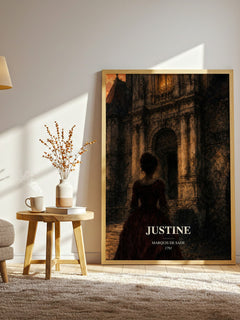 Justine watercolour print in frame leaning in hallway – philosophy wall art