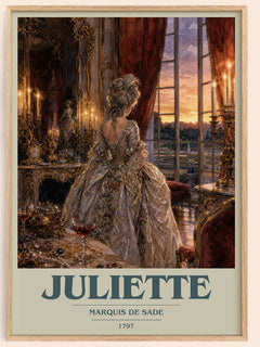 Juliette book cover book poster by Marquis de Sade – framed literary art print