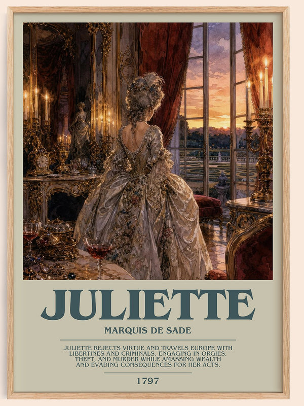 Juliette bookish book poster by Marquis de Sade – framed literary art print