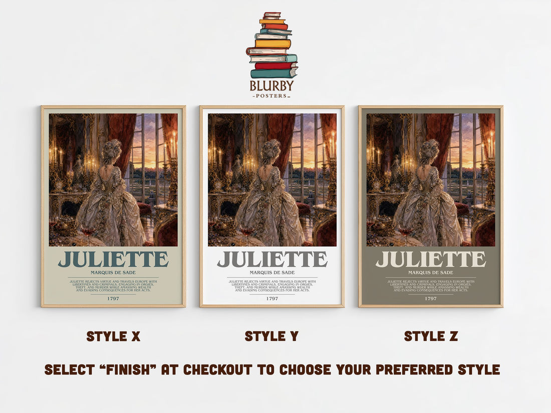 Juliette bookish print in frame leaning in hallway – philosophy wall art (mockup)
