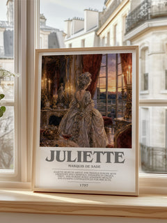 Juliette bookish poster colour and style options – Marquis de Sade book art