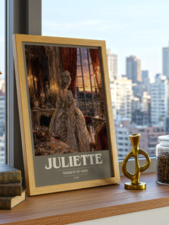 Juliette book cover print framed by window – literary home decor