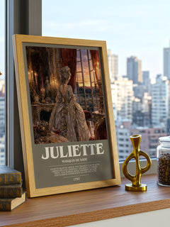 Juliette bookish print framed by window – literary home decor