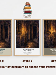 The Marquis de Sade book cover print in frame leaning in hallway – philosophy wall art
