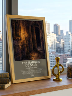 The Marquis de Sade bookish print framed by window – literary home decor