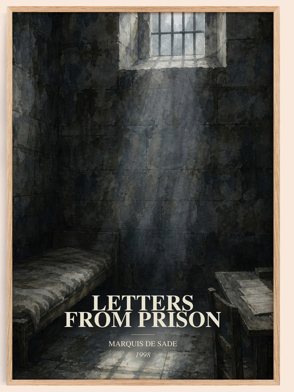 Letters from prison watercolour book poster by Marquis de Sade – framed literary art print