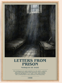 Letters from prison bookish book poster by Marquis de Sade – framed literary art print