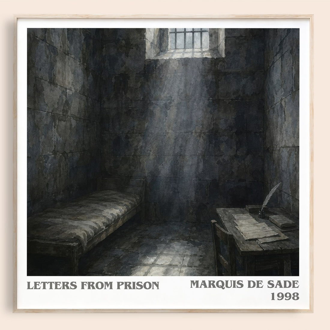 Letters from prison literary book poster by Marquis de Sade – framed literary art print