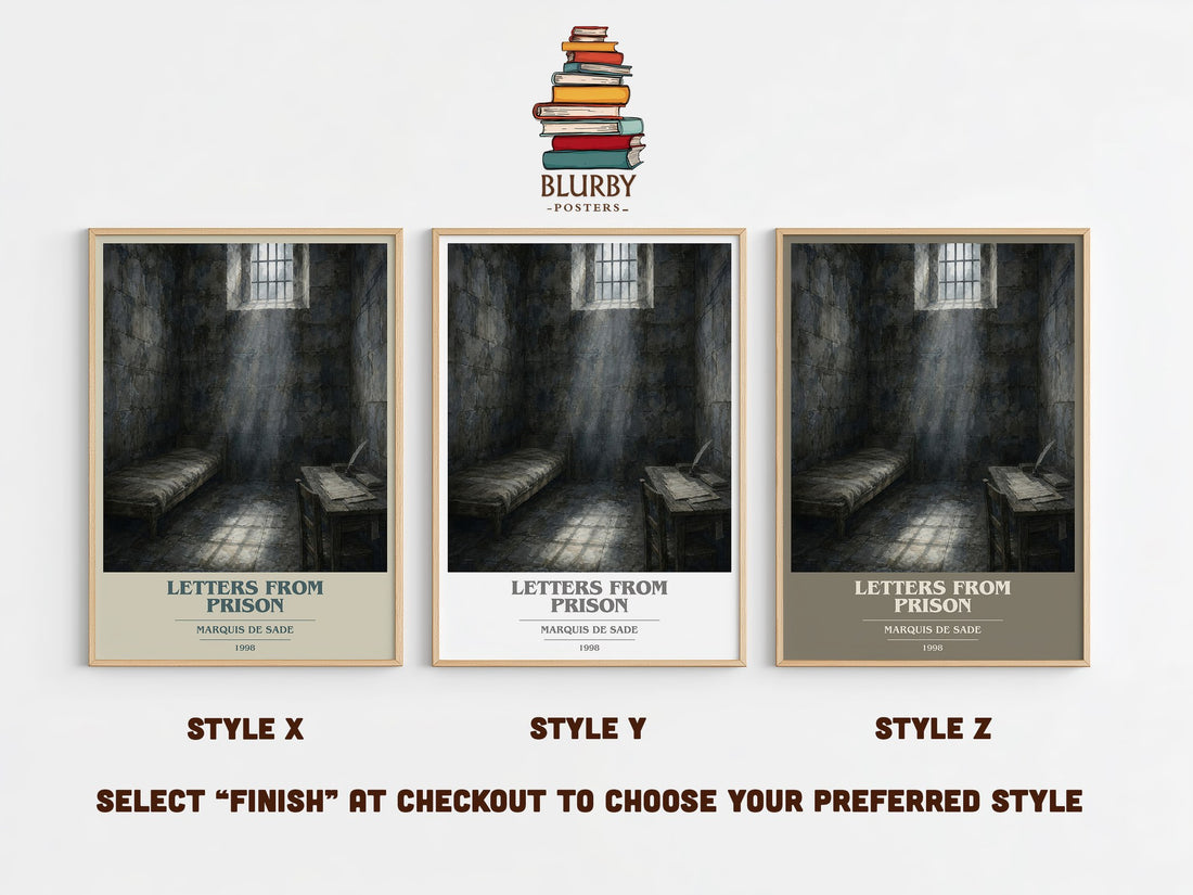 Letters from prison book cover print in frame leaning in hallway – philosophy wall art (mockup)