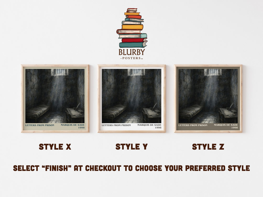 Letters from prison literary print in frame leaning in hallway – philosophy wall art (mockup)