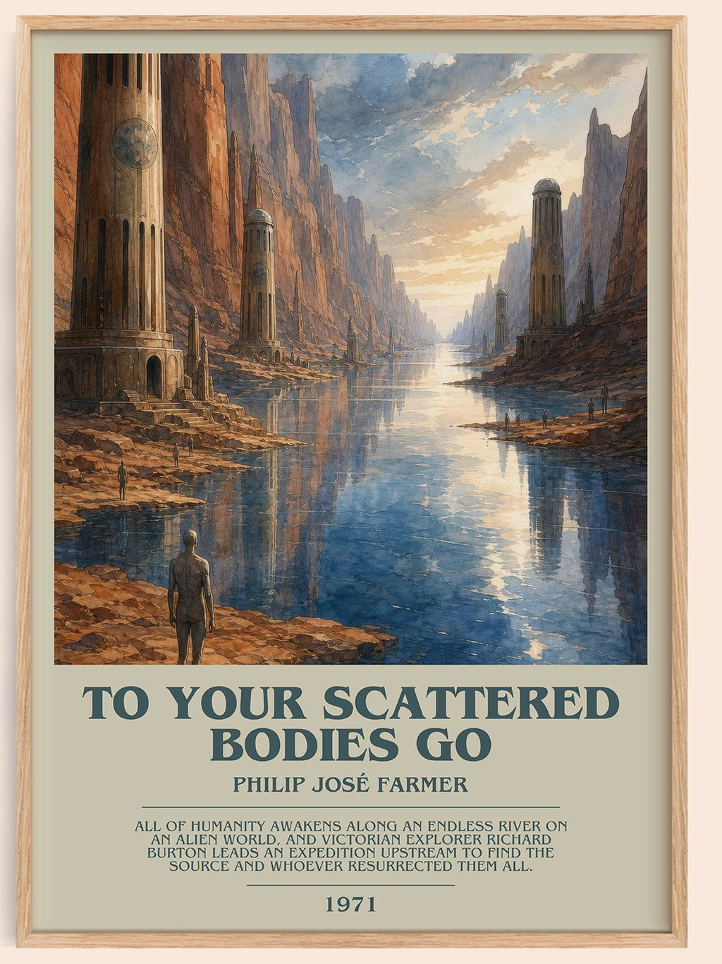 To your scattered bodies go bookish book poster by Philip José Farmer – framed literary art print