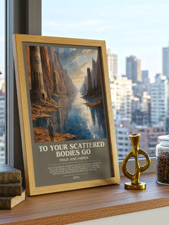To your scattered bodies go bookish print framed by window – literary home decor