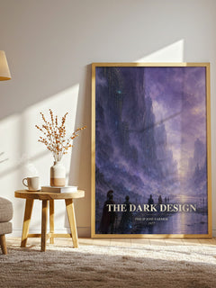 The dark design watercolour print in frame leaning in hallway – sci fi wall art