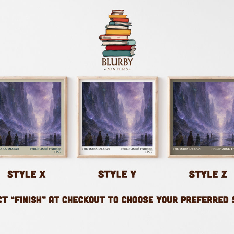 The dark design literary print in frame leaning in hallway – sci fi wall art
