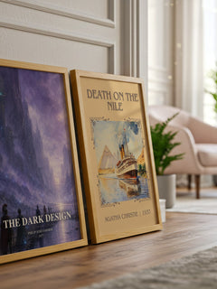 The dark design watercolour print framed by window – literary home decor