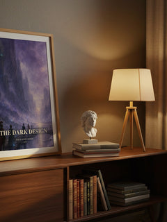 The dark design watercolour print on bookshelf – Philip José Farmer fan gift