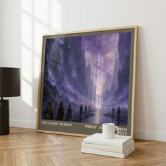 The dark design literary print framed by window – literary home decor