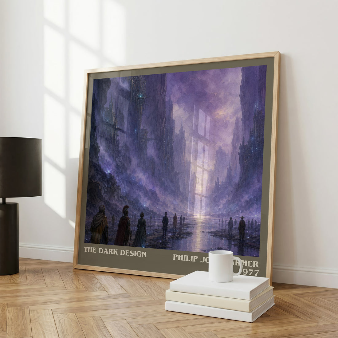 The dark design literary print framed by window – literary home decor