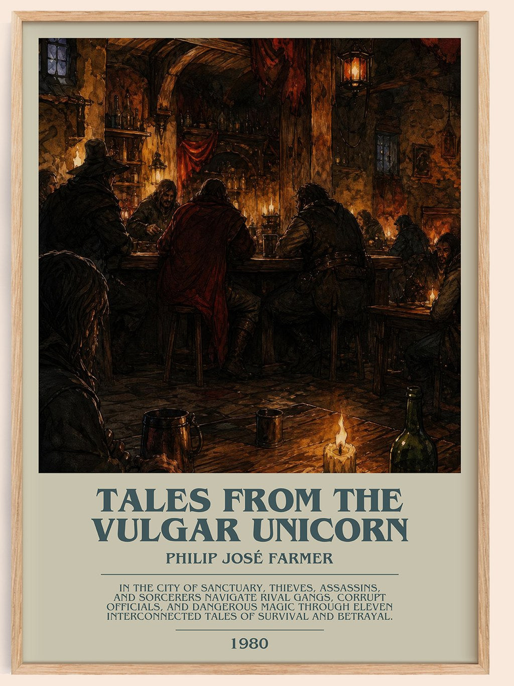 Tales from the Vulgar Unicorn bookish book poster by Philip José Farmer – framed literary art print