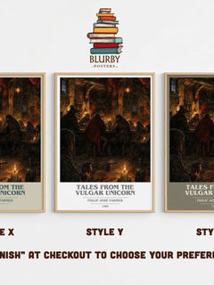Tales from the Vulgar Unicorn book cover print in frame leaning in hallway – fantasy wall art