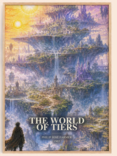 The World of Tiers watercolour book poster by Philip José Farmer – framed literary art print