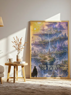 The World of Tiers watercolour print in frame leaning in hallway – sci fi wall art