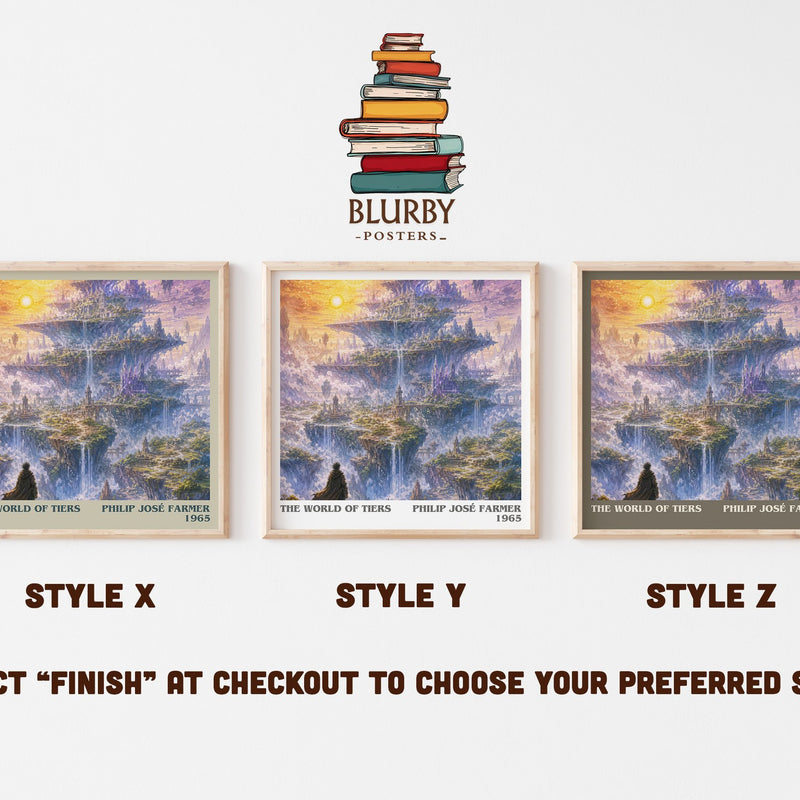 The World of Tiers literary print in frame leaning in hallway – sci fi wall art