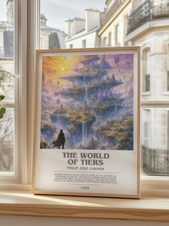 The World of Tiers bookish poster colour and style options – Philip José Farmer book art